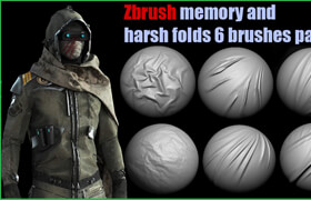 Artstation - Memory and harsh folds for fabric (6 brush pack for Zbrush)