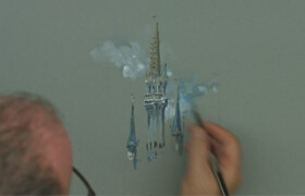 New Masters Academy - Perspective Demonstration - Gouache Painting of a Castle