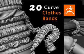 Artstation - 20 Clothes Bands Curve Brushes - Mohamed Alsadany - zbrush笔刷