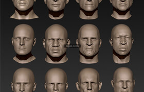 Cubebrush - 12 Male Heads - 3dmodel