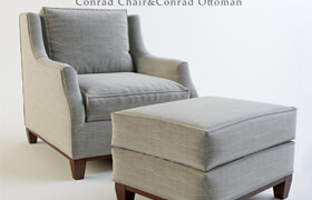 Lexington_Conrad Chair &amp; Conrad Ottoman