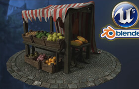 3D Tudor Neil Bettison - Blender to Unreal Engine 3D Props Medieval Market Stall