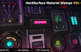 Artstation - 15 HardSurface Material Stamps - Emissive HardSurfaces -4k Textures & Alphas+3 Free Samples-VOL 01 - 材质