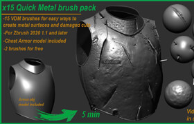 Artstation - Quick Metal Surface and Cuts Brush - zbrush 笔刷