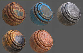 Artstation - 5 Worn Metal Smart-Materials (Vol.01) - 材质