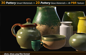 Artstation - 30 Pottery Smart material + 20 Pottery Base Material + 4k PBR Textures Vol01 - 材质