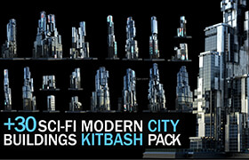 Artstation - 30 Sci-Fi Modern City Buildings Pack - 3model