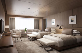 3D Interior Scenes File 3dsmax Model Hotel Guest Room