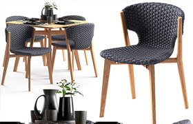 Ethimo Knit dining chair and square table