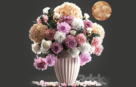 Bouquet of flowers 61. White hydrangea, peonies, rose, eucalyptus, carnation, table decor