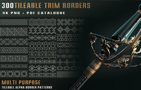 Artstation - 300 tileable trim border patterns-alpha brush vol 01 - 贴图纹理