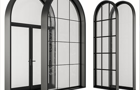 Black Modern Arched Window - Windows Set 07