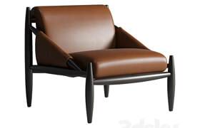 Bastion Leather and Wood Accent Chair