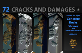 Artstation - Cracks And Damages 4K Brushes and Alpha Pack