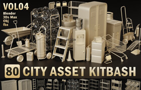 Artstation - 80 City Asset Kitbash - 3dmodel