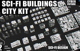 Artstation - Sci-Fi Buildings City Kit - 3dmodel