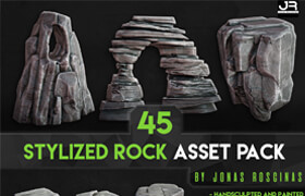 CGTrader - 45 Stylized Rock Asset Pack Low-poly 3D model