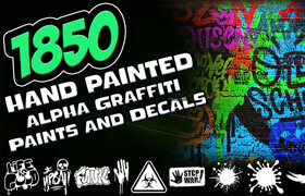 Artstation - 1850 Hand Painted Alpha Graffiti, Paints & Decals (MEGA Pack) - Vol 12 - 材质贴图