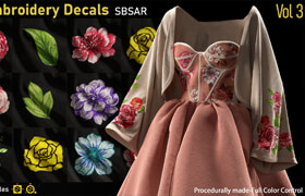 Artstation - 50 Embroidery Decals SBSAR Vol3 - 材质贴图