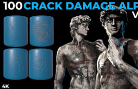 Artstation - 100 Crack Damage Alpha Vol 2 - 材质贴图