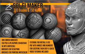Artstation - Sci-Fi Maker 300 ZBrush Brushes And 150 Alphas - 材质贴图