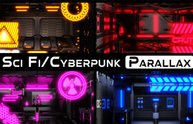 Sci Fi Cyberpunk Parallax Rooms One Click Interiors Kpack - blender