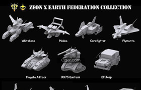 CGtrader - Gundam Zeon X Earth Federation Space military Collection - 3dmodel