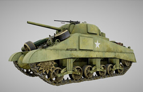 Cgtrader - M4A2 Sherman Tank with equipment 3D model