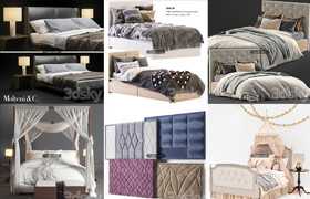 6套床和床上用品模型