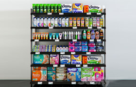 Shelving with hygiene products