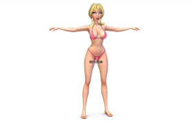 Sketchfab - Subdivision 3d model Young Girl in a Swimsuit
