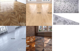 4套木地板+1套穿孔金属板的材质贴图和模型