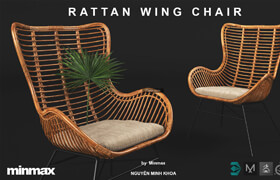 Download Free 3D Model Rattan Wing Chair