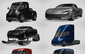 6辆Tesla 特斯拉汽车模型合集