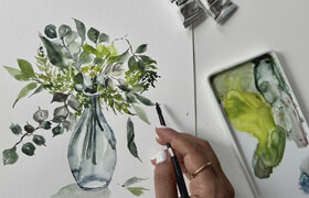 Skillshare - Mastering Watercolor Brush Control - Paint Five Types of Leaves in a Glass Jar