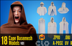 Artstation - 10 + 8 Capes Basemesh Models + Reference Images for texturing + Bonus + Project Files    ​