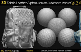 Artstation - Debox Studio - 80 4K Fabric - Leather Tileble Alphas - 材质