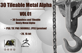 Artstation - 30 Metal Alphas (Seamless and Tileable - Vol 01) - 材质