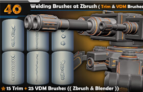 Artstation - 40 Welding Brushes at Zbrush ( Trim & VDM Brushes) Vol 02 - Zbrush笔刷
