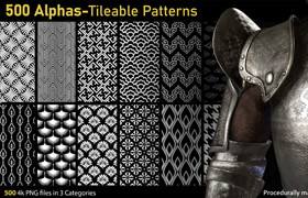 Artstation - 500 Alphas - Tileable Patterns Vol2 - 材质