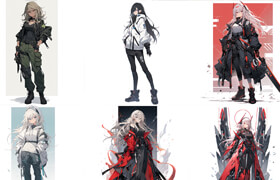 Artstation - 200 Female Dystopian Fiction Anime (Full Body) Reference Pack