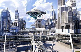 Artstation - Future City HD 20 FBX - 未来科幻风格城市模型包