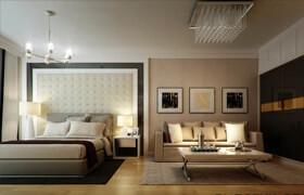 Nice bedroom,漂亮的卧室场景模型。