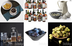 50套3dsky网站的餐具食物饮料模型合集