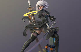 Artstation - DiNamuuu3D - 2B Nier Automata - 3D Print Model