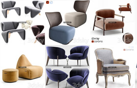50套3dsky网站的单人沙发和椅子模型合集