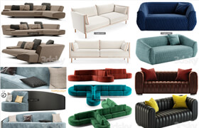 50套3dsky网站的多人沙发模型合集