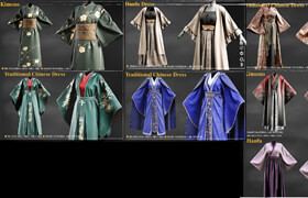 Artstation - 7 Kimono and Hanfu dress - 模型