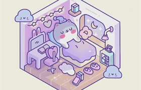 Domestika - Advanced Kawaii Illustration Isometric Rooms