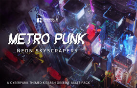 Superhivemarket - Metropunk Neon Skyscrapers - Cyberpunk Kitbash Greeble Assets